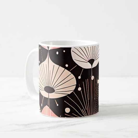 Paardebloemen -Midden-eeuw- Retro Modern Design Koffiemok (Voorkant links)