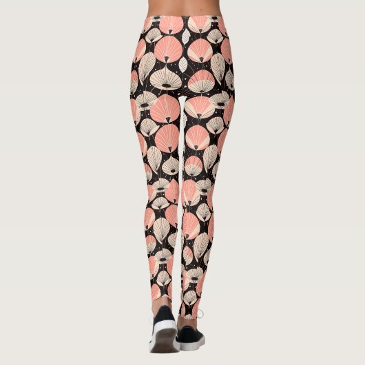 Paardebloemen -Midden-eeuw- Retro Modern Design Leggings (Achterkant)