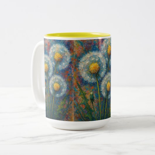 Paardebloemen twee-tone koffie Mok (Voorkant links)