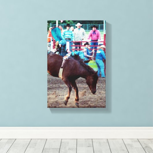 Paarden 1, Cowboy 0 Canvas Afdruk (Insitu (Houten vloer))