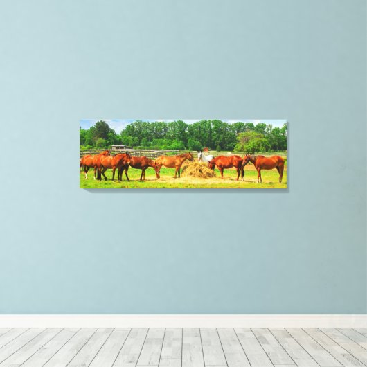 Paarden [36x12] inch canvas afdruk (Insitu (Houten vloer))
