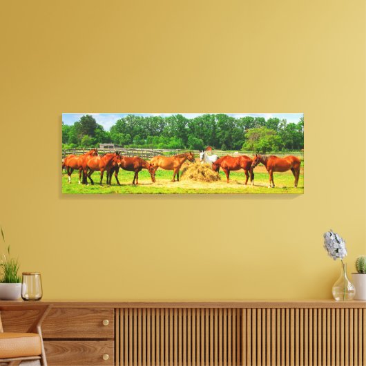 Paarden [36x12] inch canvas afdruk (Insitu (Woonkamer))