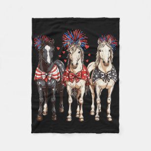 Paarden 4 juli Patriottisch Paard Amerikaanse Vlag Fleece Deken