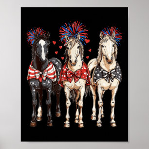 Paarden 4 juli Patriottisch Paard Amerikaanse Vlag Poster