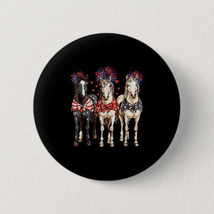 Paarden 4 juli Patriottisch Paard Amerikaanse Vlag Ronde Button 5,7 Cm