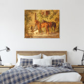  paarden aan de Porch Albrecht Adam Canvas Afdruk (Insitu (Slaapkamer))
