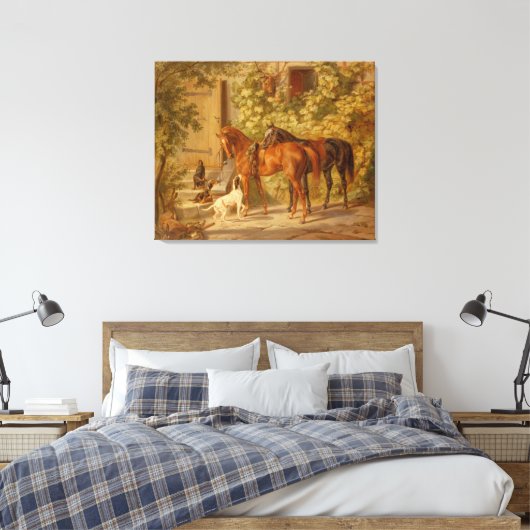 paarden aan de Porch Albrecht Adam Canvas Afdruk (Insitu (Slaapkamer))
