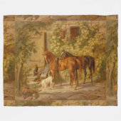 paarden aan de Porch Albrecht Adam Fleece Deken (Voorkant (Horizontaal))