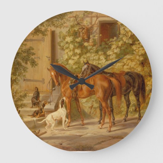  paarden aan de Porch Albrecht Adam Grote Klok (Voorkant)