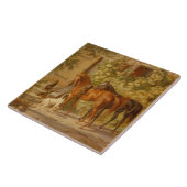  paarden aan de Porch Albrecht Adam Tegeltje (Zijkant)