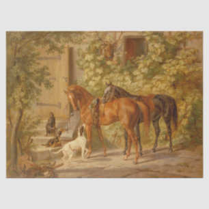 paarden aan de Porch Albrecht Adam Tissuepapier