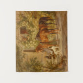  paarden aan de Porch Albrecht Adam Wandkleed (Voorkant)