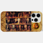 Paarden achterkwarten, Oranje geagatuurd monogram Case-Mate iPhone Case (Achterkant (horizontaal))