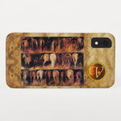 Paarden achterkwarten, Oranje geagatuurd monogram Case-Mate iPhone Case (Achterkant (horizontaal))