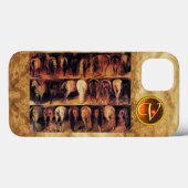 Paarden achterkwarten, Oranje geagatuurd monogram Case-Mate iPhone Case (Achterkant (horizontaal))