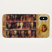 Paarden achterkwarten, Oranje geagatuurd monogram Case-Mate iPhone Case (Achterkant (horizontaal))