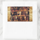 Paarden achtervoeten, perkament rechthoekige sticker (Tas)