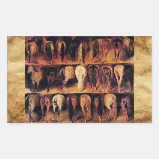 Paarden achtervoeten, perkament rechthoekige sticker (Voorkant)