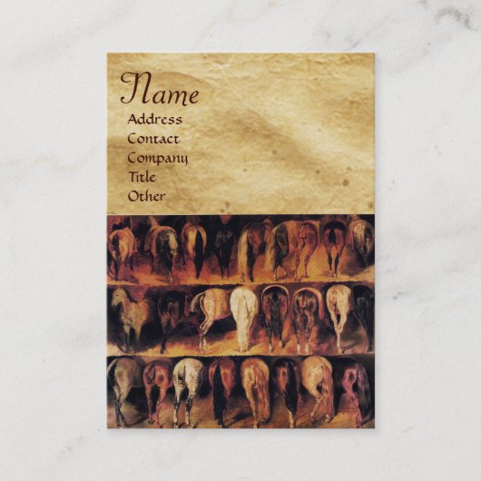 Paarden achtervoeten, perkamentmonogram visitekaartje (Voorkant)