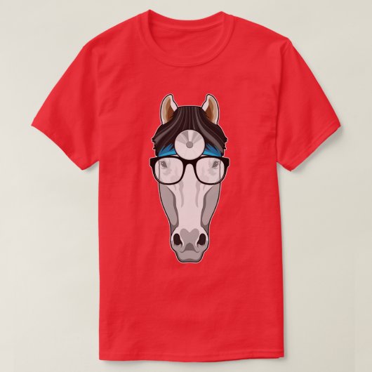 Paarden als arts met bril t-shirt (Design voorkant)