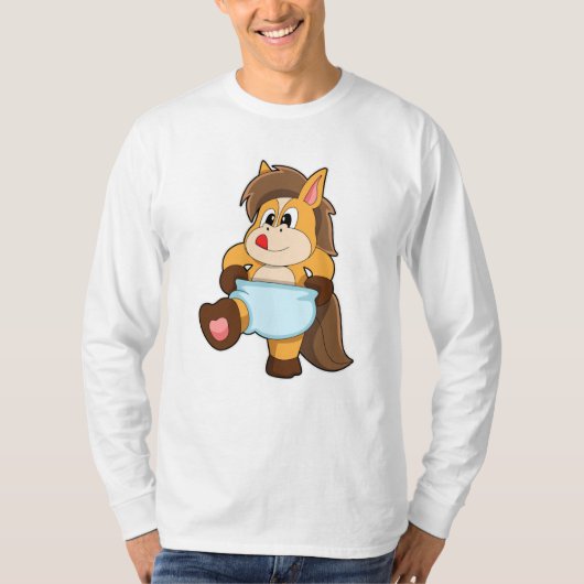 Paarden als Baby met luier T-shirt (Voorkant)