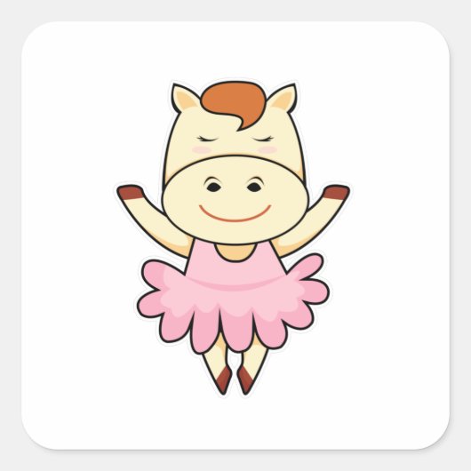 Paarden als Ballerina in Ballet Vierkante Sticker (Voorkant)