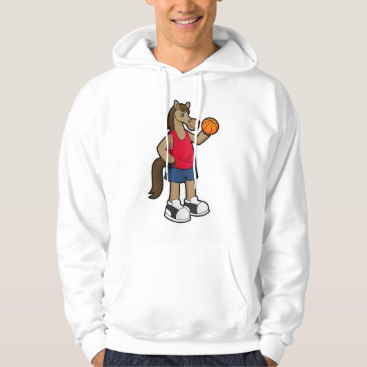 Paarden als Basketball-speler met Basketball Hoodie (Voorkant)