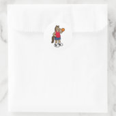 Paarden als Basketball-speler met Basketball Ronde Sticker (Tas)