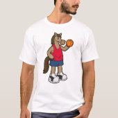 Paarden als Basketball-speler met Basketball T-shirt (Voorkant)