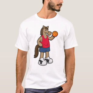 Paarden als Basketball-speler met Basketball T-shirt