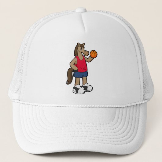 Paarden als Basketball-speler met Basketball Trucker Pet (Voorkant)