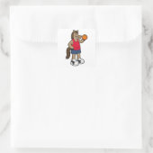 Paarden als Basketball-speler met Basketball Vierkante Sticker (Tas)