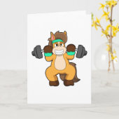 Paarden als Bodybuilder met Barbell Kaart (Gele Bloem)