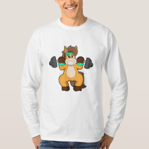Paarden als Bodybuilder met Barbell T-shirt