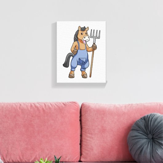 Paarden als boer met rake canvas afdruk (Insitu (Woonkamer))