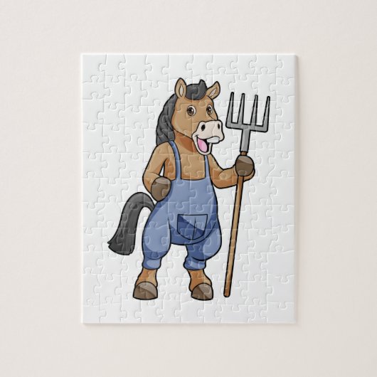 Paarden als boer met rake legpuzzel (Verticaal)
