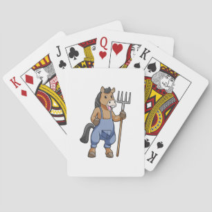 Paarden als boer met rake pokerkaarten