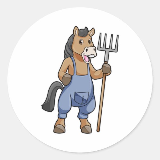 Paarden als boer met rake ronde sticker (Voorkant)