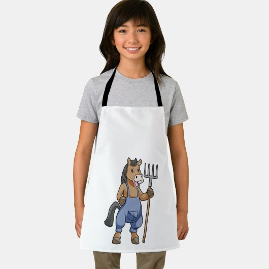 Paarden als boer met rake schort (Insitu)