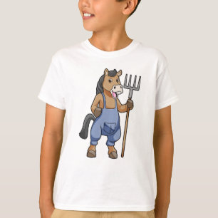 Paarden als boer met rake t-shirt