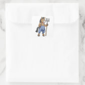 Paarden als boer met rake vierkante sticker (Tas)