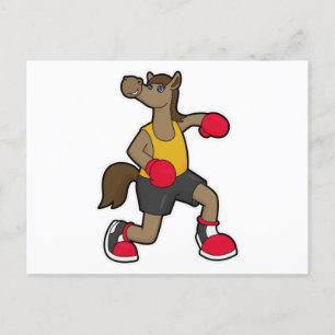 Paarden als Boxer met boxinghandschoenen Briefkaart