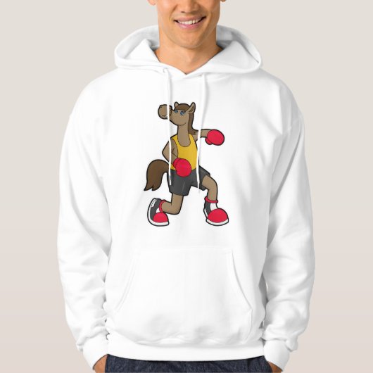 Paarden als Boxer met boxinghandschoenen Hoodie (Voorkant)