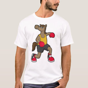 Paarden als Boxer met boxinghandschoenen T-shirt