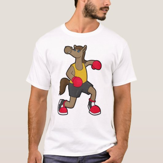Paarden als Boxer met boxinghandschoenen T-shirt (Voorkant)