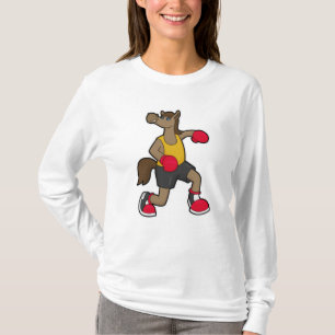 Paarden als Boxer met boxinghandschoenen T-shirt