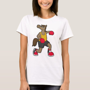 Paarden als Boxer met boxinghandschoenen T-shirt