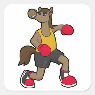 Paarden als Boxer met boxinghandschoenen Vierkante Sticker