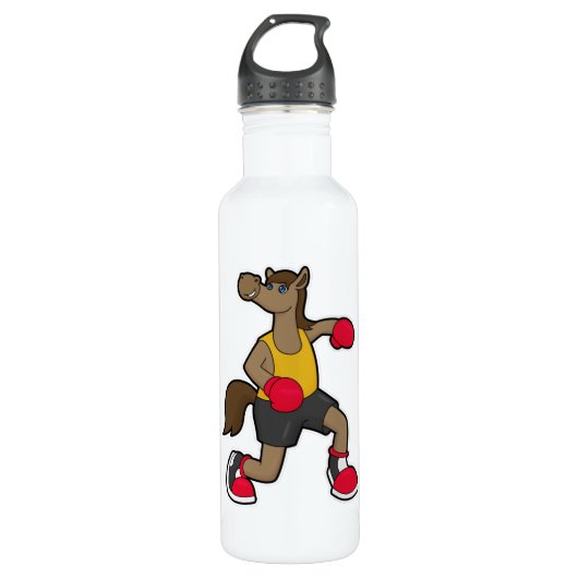 Paarden als Boxer met boxinghandschoenen Waterfles (Voorkant)