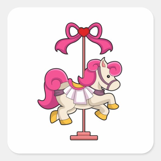 Paarden als Carrousel paard.PNG Vierkante Sticker (Voorkant)